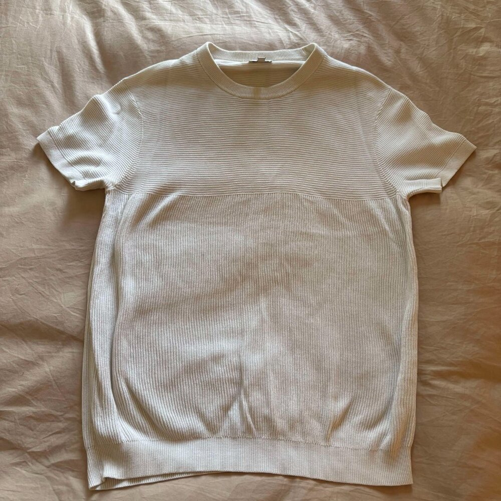 Club Monaco Men's Large White Sweater Shirt / T-Shirt / Crewneck 100% Cotton